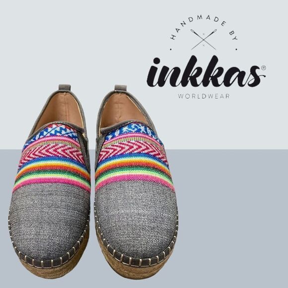 NIB Inkkas "Slate" Espadrille Platform Loafers 6 7 - Picture 3 of 6